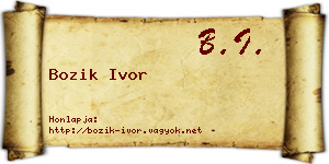 Bozik Ivor névjegykártya